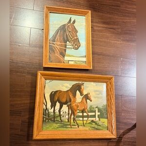 Framed set of Vintage Paint by number Horses
